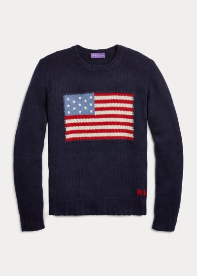 Ralph Lauren Flag Cashmere Crewneck Striktrøje Herre Danmark (YRDCS9807)